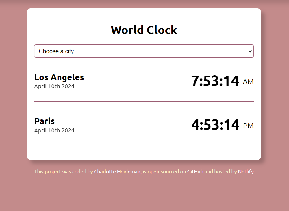 World clock project preview